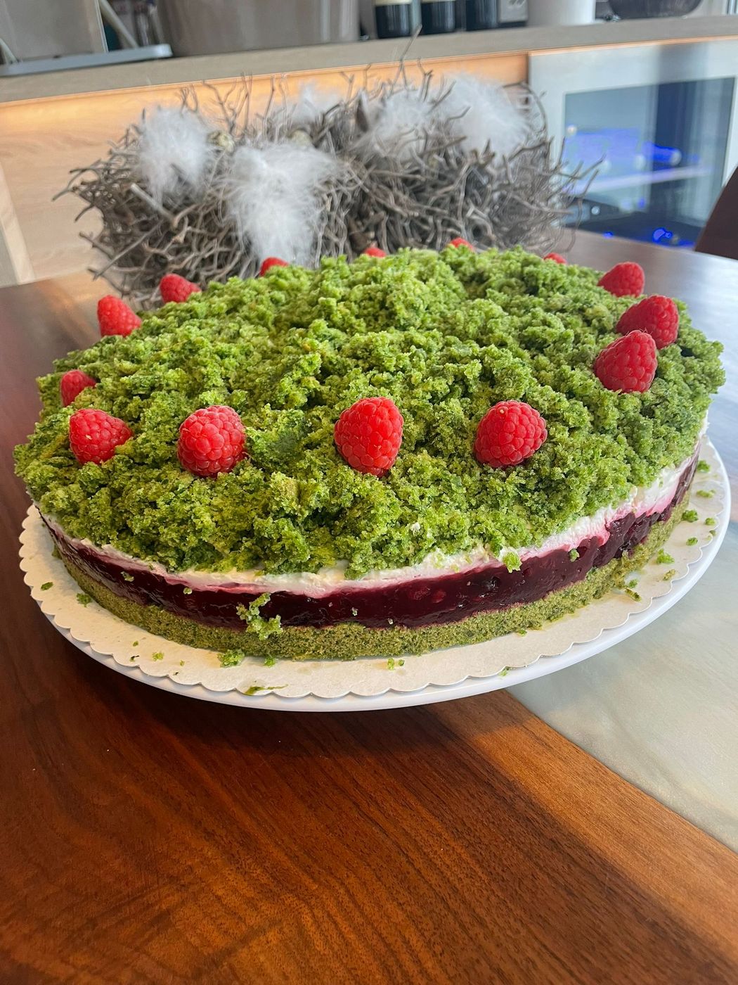 Matcha-Himbeer-Torte